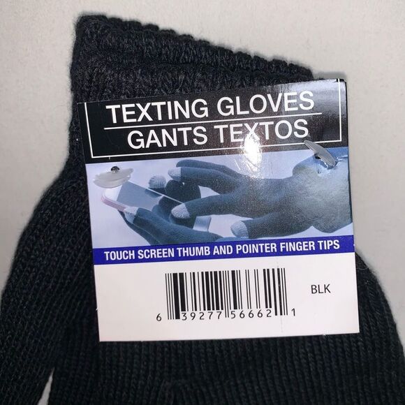 NWT Black Texting Gloves Unisex One Size Warm Winter Lightweight Snow Ski Fall - Picture 1 of 5